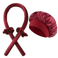Vente en gros de bonnet en satin pour bandeau à friser sans chaleur kit de coiffure avec pinces à cheveux et chouchou pour boucles de nuit