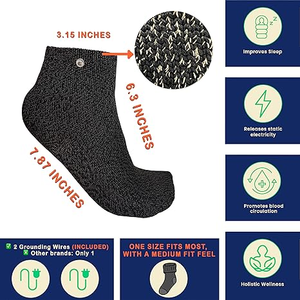 Chaussettes de thérapie de mise à la terre unisexe pour femmes et hommes avec fil d'argent conducteur, chaussures de mise à la terre pour un soulagement calme et un <span class=keywords><strong>bien</strong></span>-être - Product Image 3