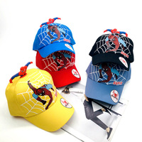 Gorra de Béisbol de 6 Paneles Ajustable para Niños, Primavera/Otoño, de Tela de Algodón y PVC, Bordada con Dibujos Animados de Spider-Man, para Niños