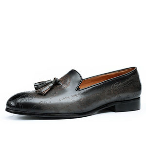 Zapatos de Vestir Casuales de Negocios de Cuero Oxford con Cordones y Estampado Impermeables de Lujo para Niños, Adecuados para Eventos Formales y Fiestas - Product Image 2