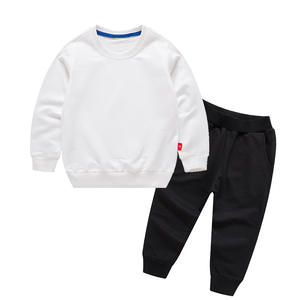 Vêtements pour enfants de 9 mois à 12 ans, 100% coton, couleur unie, ensemble de survêtement pour tout-petits, ensemble de jogging, vêtements de sport pour enfants, RS01003 - Product Image 3