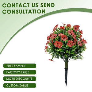 PZD-1-288-3 Intérieur Extérieur Décor Sans <span class=keywords><strong>Pot</strong></span> Faux Vert <span class=keywords><strong>Eucalyptus</strong></span> Feuillage et Soie Fleurs Arbustes Artificiels Buissons avec Épi - Product Image 2