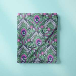 Kain Baru Ramah Lingkungan untuk Gaun Wanita, Motif Bulu Warna-warni, Katun Poplin Liberty, Cetak Digital Custom, Organik, Sisir, Polos - Product Image 3