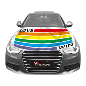 Personnalisé Multifonctionnel <span class=keywords><strong>100D</strong></span> Polyester Élastique Tissu Lavable <span class=keywords><strong>Bonnet</strong></span> Bannière-Gay Arc-En-Ciel Drapeau Capot De Voiture Couverture - Product Image 3