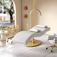 Offre Spéciale : Fauteuil de Massage Moderne de Luxe Blanc et Rose pour Salon de Beauté, Lit de Spa Cosmétique Inclinable pour Soins du Visage et Extensions de Cils