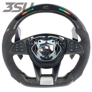 Volante de Carbono Tejido a Mano con Detalles en Gamuza Roja y LED RPM para <span class=keywords><strong>Mercedes</strong></span> W206 W223 X254 V295 <span class=keywords><strong>2022</strong></span>-2026 - Product Image 1