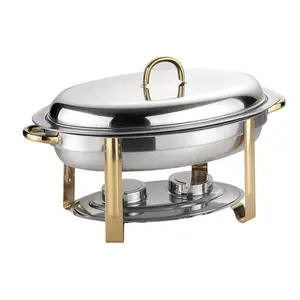 Fogão buffet com grelha oval de aço inoxidável de alta qualidade para hotel, catering, restaurante, aquecedor de alimentos e prato de atrito