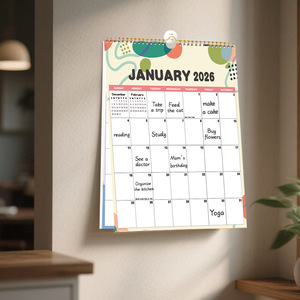 Calendario da Parete in Carta Stile Europeo-Americano 2026, Versione Inglese, Calendario Creativo YOCircle, Calendario Transfrontaliero 370x295mm - Product Image 1