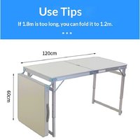 Table pliante portable en aluminium de 1,8 m de long pour camping, marché, stand de vente, pique-nique et repas en extérieur
