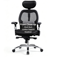 Chaise de bureau ergonomique à dossier haut en maille avec appui-tête réglable, support lombaire, accoudoirs 3D et base pivotante, mobilier commercial