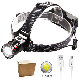 XHP99 ไฟหน้าแบบ LED 20W ไฟฉายอลูมิเนียมอัลลอยด์แบบชาร์จไฟได้พร้อมการชาร์จ USB - Product Image 1