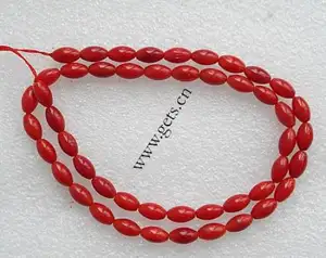 natural stone beads oval coral beads DIY jewelry dyed red 6x3mm 65PCs/Strand Sold Per strand 75911