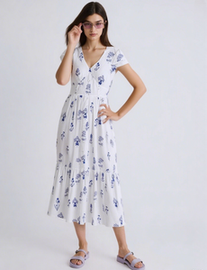 2025 estate abito Casual in cotone semplice Design stampato tessuto traspirante stile dolce bottone naturale per le uscite quotidiane per <span class=keywords><strong>il</strong></span> <span class=keywords><strong>tempo</strong></span> <span class=keywords><strong>libero</strong></span> - Product Image 3