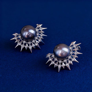 22702 Accessoires de perles DIY, support vide pour boucles d'oreilles en argent S925, bijoux en or et argent, boucles d'oreilles avec clous ronds tendance de 9-10 mm - Product Image 3