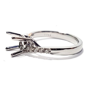 Bague torsadée Simple et Fine, anneau de fiançailles Semi-montage, léger, en or blanc, diamant naturel, 18k - Product Image 2