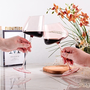 Eleganti Flûte da Champagne a Forma di Fenicottero, Calici in Cristallo <span class=keywords><strong>Rosa</strong></span> con Fondo Concavo Inclinato - Product Image 3