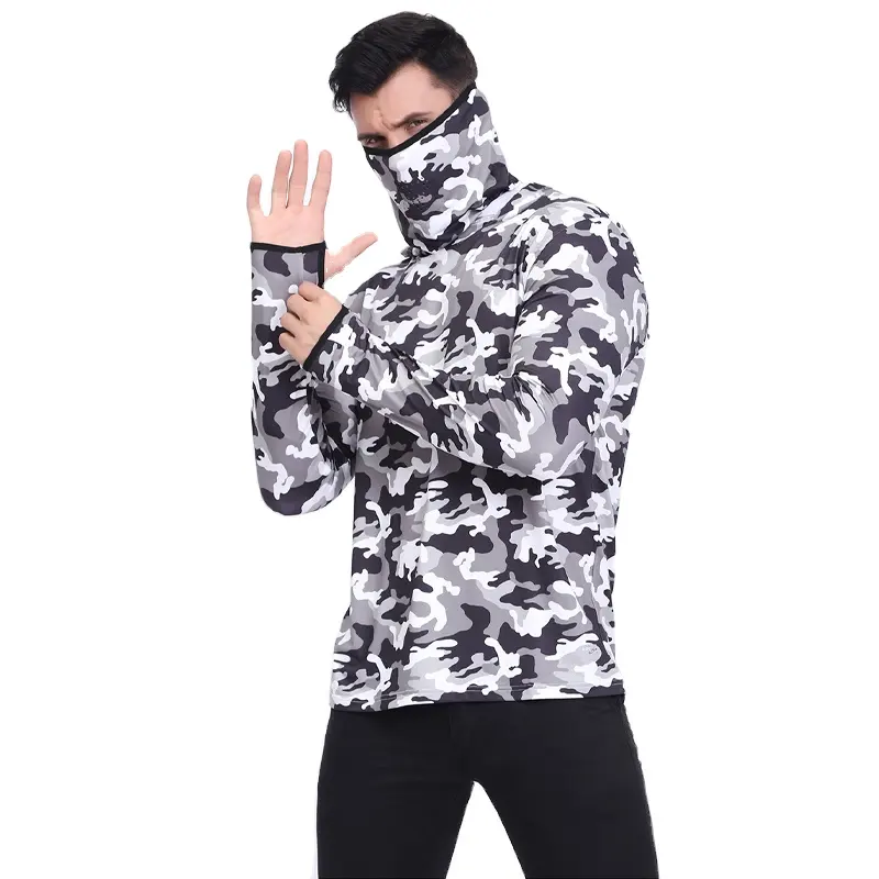 Camisas de pesca personalizadas com proteção UV Upf 50+ roupas de pesca de manga comprida para homens, moletom leve e de secagem rápida com máscara