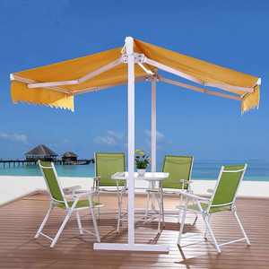 Haute qualité <span class=keywords><strong>manuel</strong></span> <span class=keywords><strong>Double</strong></span> taille bras incurvé Type tissu décoratif extérieur balcon toile auvent rétractable - Product Image 2