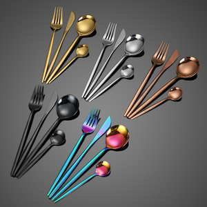 Set di posate dorate all'ingrosso: coltello, cucchiaio, forchetta in acciaio inossidabile dorato per matrimoni - Product Image 2
