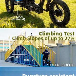 Triciclo para Adultos con Llantas Gruesas de 20 Pulgadas, Triciclo Todoterreno para Personas Mayores, Marco de Aleación de Aluminio, Frenos de Disco, Estabilidad en la Nieve e Invierno para Personas Mayores - Product Image 4