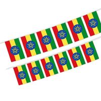 Vente en gros de guirlandes de drapeaux éthiopiens de 5,5 x 8 pouces pour la décoration intérieure et extérieure (20 pièces/ensemble)