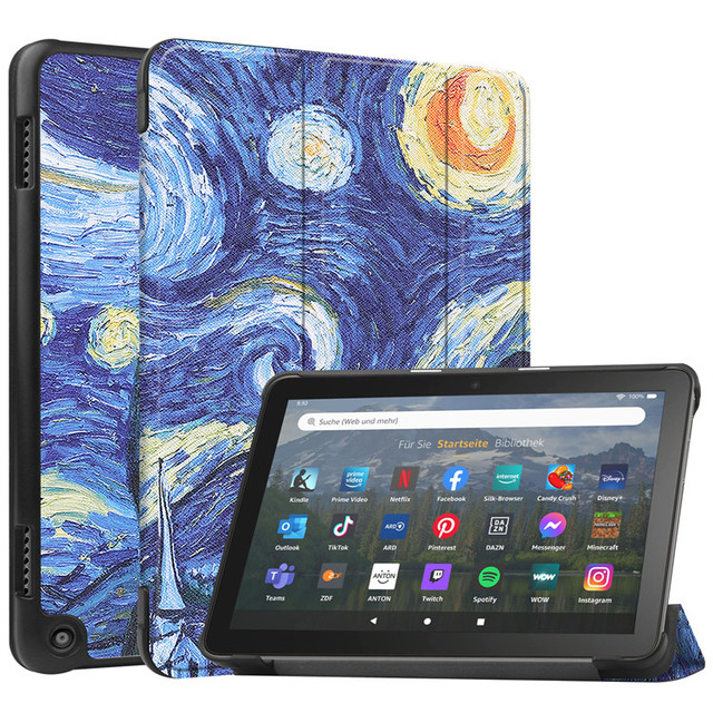 Colored Drawing Magnetic PC Tablet Cover Case for 2020 2022 HD8 Plus Amazon Fire HD 8 Kids Proof Case