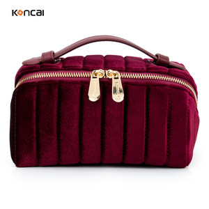 Koncai Pochette à Cosmétiques Élégante en Velours, Sac Coussin de Voyage, Organisateur de Maquillage, Trousse de Toilette à Fermeture Éclair - Product Image 2
