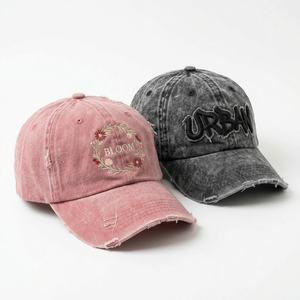 Casquette de Baseball en Coton à Visière Courbe 6 Panneaux Personnalisable Usine, Broderie 3D, Denim Effiloché, Haute Qualité - Product Image 2