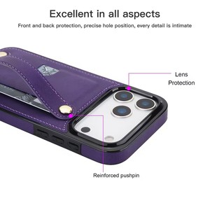 Étui de luxe en cuir PU <span class=keywords><strong>avec</strong></span> porte-cartes et support, sangle d'épaule et dragonne pour <span class=keywords><strong>iPhone</strong></span> 17 16 15 14 13 12 - Product Image 5
