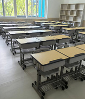 Ensemble de bureau et chaise scolaire double en métal moderne et confortable de haute qualité pour salle de classe