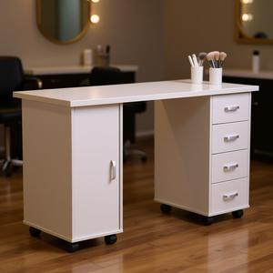 Mesa de Manicura Blanca DB con Función de Doble Borde y Cajón - Product Image 2