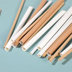 L'emballage indépendant de paille de papier kraft dégradable peut être personnalisé paille de papier jetable résistante aux hautes températures de logo