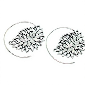 A Louts Bohemian <b>Silver</b> Spiral Handmade Brass <b>Hoop</b> <b>Earring</b> <b>Silver</b> Plated Spiral <b>Earrings</b> - Product Image 3