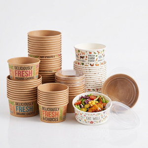 Tazón de Papel Redondo para Sopa o Ensalada, con Tapa, para Llevar, Personalizado con Logotipo, Desechable, para Comida y Bebidas - Product Image 1