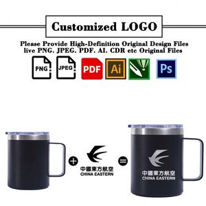 Tasse à café personnalisée de haute qualité en acier inoxydable de 12 oz avec logo imprimé, cadeau promotionnel pour entreprise, bureau, société - Product Image 2