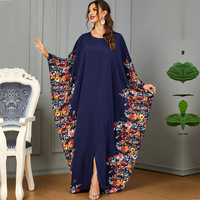 Robe élégante jaune grande taille 3422 pour femmes musulmanes du Moyen-Orient, manches chauve-souris, anti-statique, coupe ample, mode automne, en polyester