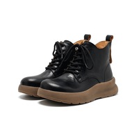 Bottines à lacets imperméables en cuir ciré pour femmes avec semelle extérieure en caoutchouc respirantes et légères
