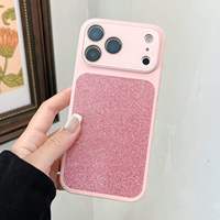 Coque de téléphone antichoc en TPU+PC mat avec paillettes et grande fenêtre pour iPhone 17, protection brillante de l'objectif de l'appareil photo