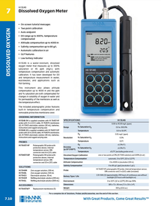 Medidor de Oxígeno Disuelto Portátil HANNA - HI9146-10m (32.8') - Product Image 1