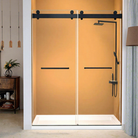 Porte de Douche Coulissante Sans Cadre en Verre Trempé, Double Bypass, Fermeture Douce, en Acier Inoxydable, pour Salle de Bain et Hôtellerie