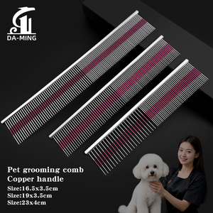 Pettine per Toelettatura Animali Domestici con Manico in Rame Processato a Vernice Automobilistica, Pettine a Strisce Viola per Cani e Gatti 19cm/23cm, Uso Professionale per Negozi di Animali, Teddy - Product Image 1