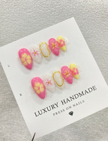 Lot de 10 faux ongles carrés faits à la main en acrylique à presser pour application sur les doigts – Luxe et haute qualité