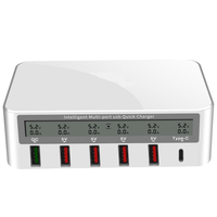 Station d'alimentation de bureau sans fil USB-C 50W avec 4 ports USB-A et 1 port USB-C, écran LCD de charge, chargeur rapide PD 100W pour tous les appareils
