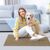 Tapis d'entrée moderne lavable à poils bouclés, antidérapant, absorbant, résistant à la saleté, adapté aux animaux domestiques, à profil bas, pour l'avant et l'arrière