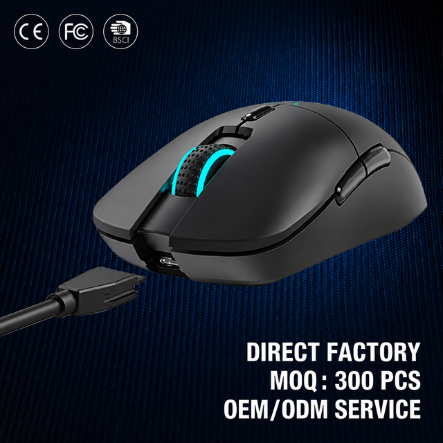 Premium Dual-Mode Wireless Wired Gaming Mouse Lightweight Ergonomic Right-Handed Esports Mice 6 Buttons Detachable Type-C