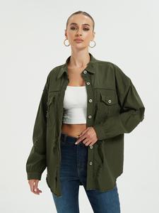 Long Sleeve Jeans Top Shirt Ladies Hole Ripped <b>Denim</b> Jacket <b>Coat</b> Women's Blouses Casual Lapel Top Winter <b>Coats</b> for Ladies Women - Product Image 2
