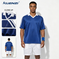 T-shirt de football américain, canadien et mexicain Kuenzi 100% polyester à col en V avec rayures rétro pour hommes