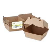Boîtes à hamburgers en carton kraft 16,8x15,8x9,8 cm, résistantes à l'huile, jetables, pour la restauration rapide - Vente chaude