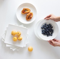 Assiette carrée en céramique blanche, plat de service en porcelaine, vaisselle de traiteur, ligne de produits pour commerçants et stations de service