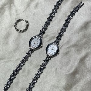 นาฬิกาข้อมือผู้หญิงแฟชั่นใหม่ ดีไซน์หรูหรา วินเทจ  ระดับไฮเอนด์ รูปทรงแปดเหลี่ยม  ระบบควอตซ์ - Product Image 3